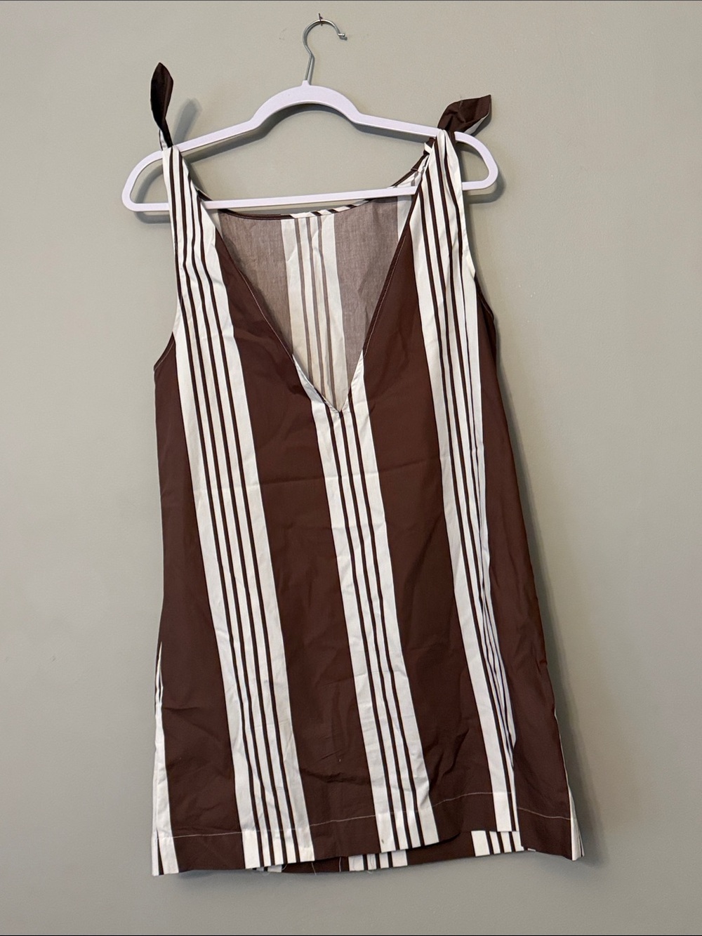 Posse Rosie Mini Dress Chocolate Brown Stripe Medium - Picture 4 of 8